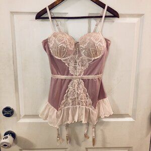 Sophie B Women's L Lingerie Babydoll Lace Underwire Garter Boudoir Coquette